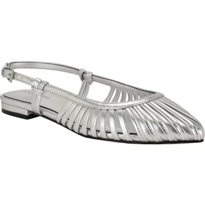 Calvin Klein Jillie Pointed Toe Flat In Silver