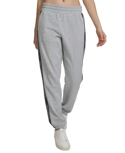 Calvin Klein Jogger Pant Womens Gray Fleece Logo Stripe Performance Fts365