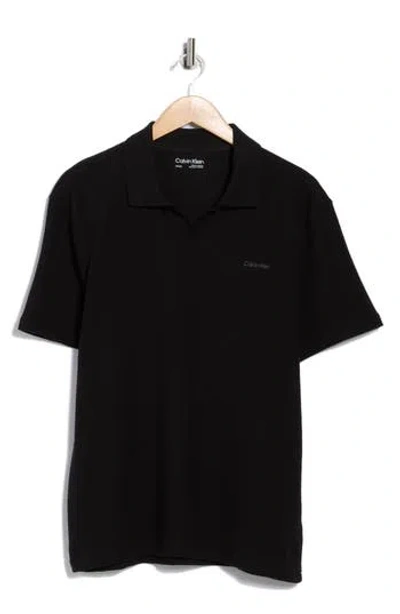 Calvin Klein Johnny Collar Crepe Jersey Polo In Black