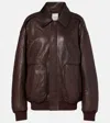 Calvin Klein Johnson Leather Bomber Jacket In Animal Print