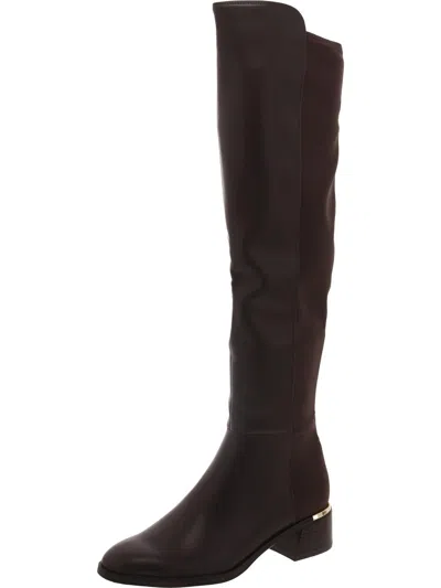 Calvin Klein Jotty Womens Faux Leather Zipper Over-the-knee Boots In Brown