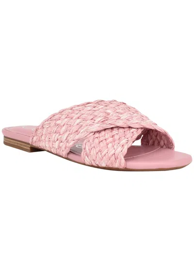 Calvin Klein June 2 Womens Woven Peep-toe Slide Sandals In Pink