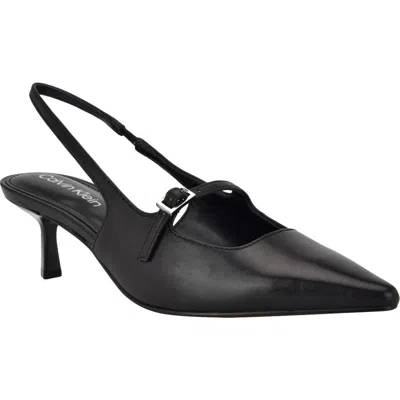 Calvin Klein Kallien Slingback Pointed Toe Kitten Heel Pump In Black