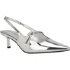 Calvin Klein Kallien Slingback Pointed Toe Kitten Heel Pump In Silver