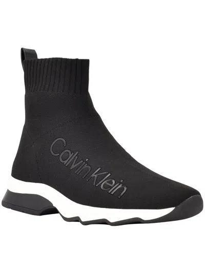 Calvin Klein Karmina Womens Canvas Slip On Ankle Boots In Black