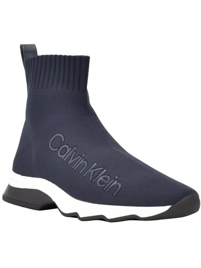 Calvin Klein Karmina Womens High-top Slip-on Sock Sneakers In Blue