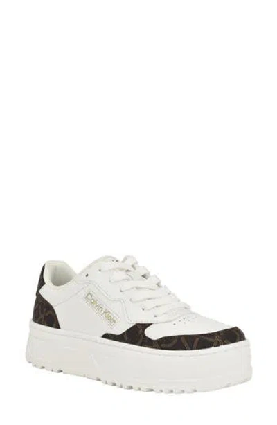 Calvin Klein Karyne Sneaker In White/brown