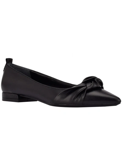Calvin Klein Kendy Womens Faux Leather Slip-on Ballet Flats In Black