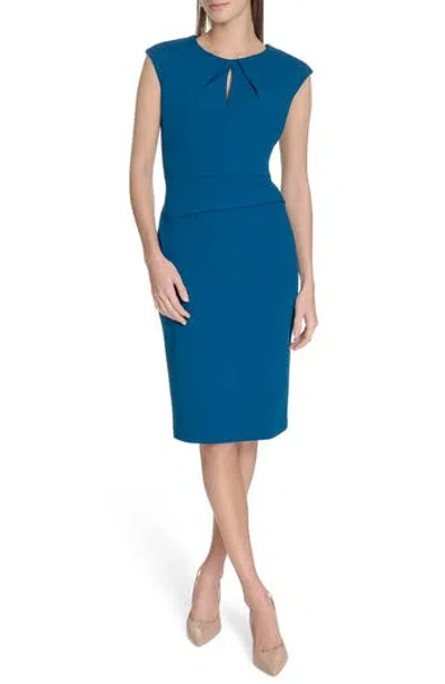 Calvin Klein Keyhole Sheath Dress In Blue