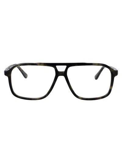 Calvin Klein Khaki Havana Acetate Glasses In Gray