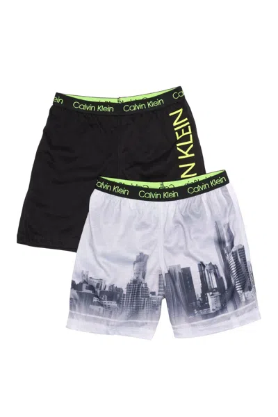 Calvin Klein Kids' Logo Branded Shorts In City/blk