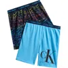Calvin Klein Kids' 2-pack Sleep Shorts In Shark Pink/sky Blue
