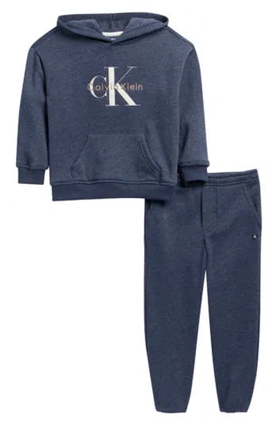 Calvin Klein Kids' 2-piece Fleece Hoodie & Pants Set In Blue