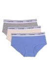 Calvin Klein Kids' 3-pack Hipster Briefs In Hydrangea/sand/heather Grey