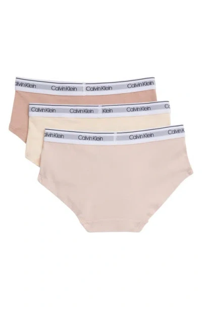 Calvin Klein Kids' 3-pack Hipster Briefs In Sand/honey Almond/buff Beige