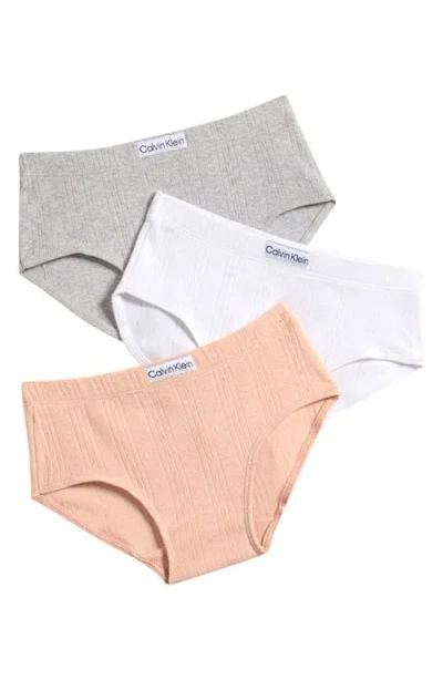 Calvin Klein Kids' 3-pack Logo Rib Hipster Briefs In Multi