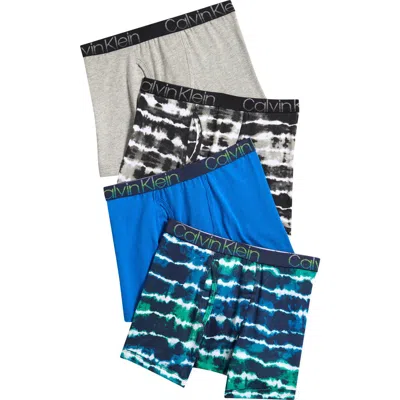 Calvin Klein Kids' 4-pack Assorted Stretch Cotton Boxer Briefs In Multi