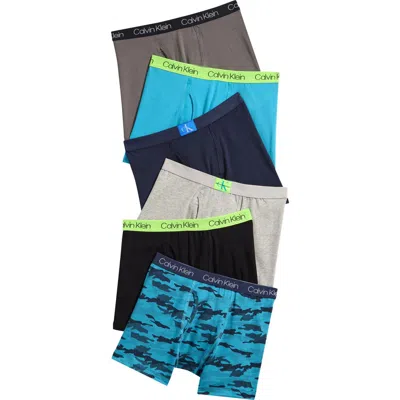 Calvin Klein Kids' 6-pack Assorted Stretch Cotton Boxer Briefs In Multi