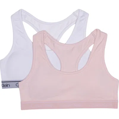 Calvin Klein Kids' Assorted 2-pack Racerback Bras In Crystal Pink/white