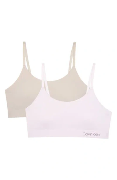 Calvin Klein Kids' Assorted 2-pack Sports Bras In Pink/sand