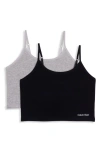 Calvin Klein Kids' Assorted 2-pack Stretch Cotton Bralettes In Black/heather Grey