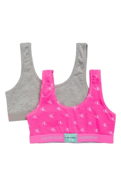 Calvin Klein Kids' Assorted 2-pack Stretch Cotton Bralettes In Blue