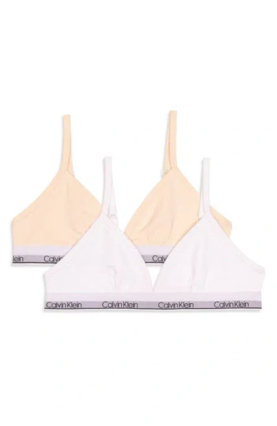 Calvin Klein Kids' Assorted 2-pack Stretch Cotton Triangle Bras In Multi