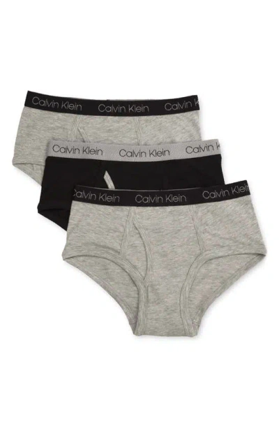 Calvin Klein Kids' Assorted 3-pack Briefs In Heather Grey/ Classic White