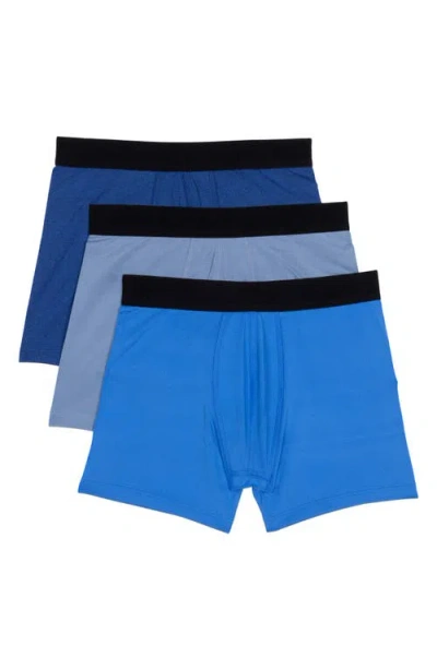 Calvin Klein Kids' Assorted 3-pack Performance Mesh Boxer Briefs In Blue Multi