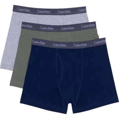 Calvin Klein Kids' Assorted 3-pack Stretch Cotton Boxer Briefs In Multi