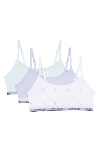 Calvin Klein Kids' Assorted 3-pack Stretch Cotton Bralettes In Ck Multi Mono