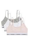 Calvin Klein Kids' Assorted 3-pack Stretch Cotton Bralettes In Pink/white/heather Grey