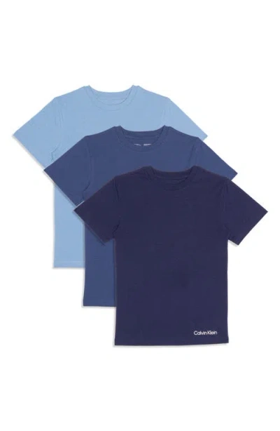 Calvin Klein Kids' Assorted 3-pack Stretch Cotton T-shirts In Blue