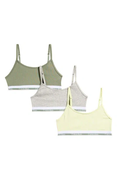 Calvin Klein Kids' Assorted 3-pack Varsity Stretch Cotton Bralettes In Multi
