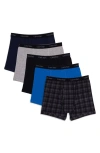 Calvin Klein Kids' Assorted 5-pack Boxer Briefs In Grey Pld/blue/blk