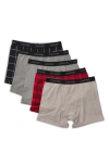 Calvin Klein Kids' Big Boys Stretch Boxer Brief, Pack Of 5 In Plaid