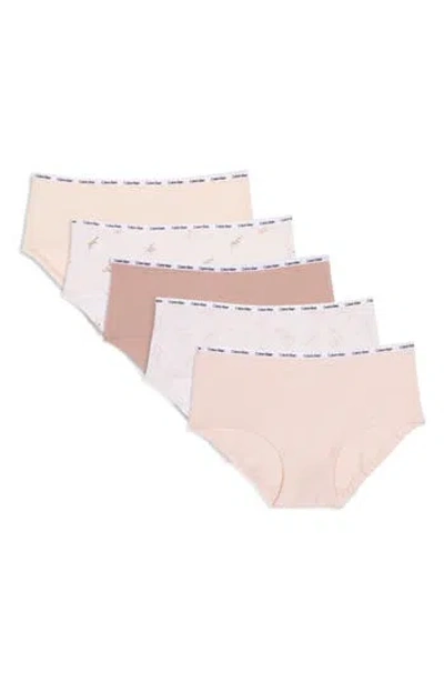 Calvin Klein Kids' Assorted 5-pack Hipster Briefs In Icon Fun Naturals