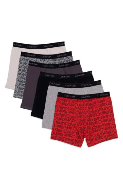 Calvin Klein Kids' Assorted 6-pack Boxer Briefs In  Outline