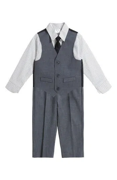 Calvin Klein Kids' Button-up Shirt, Tie, Vest & Pants Set In Gray