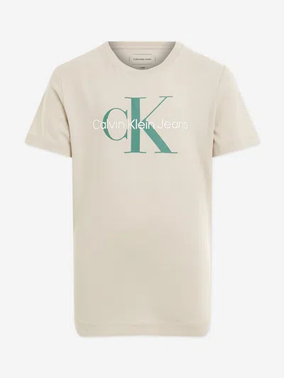 Calvin Klein Kids Ck Monogram T-shirt In Sand