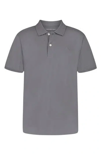 Calvin Klein Kids' Cotton Knit Polo In Gray