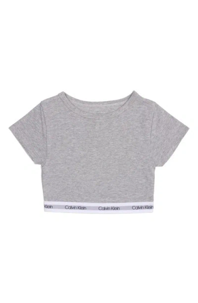 Calvin Klein Kids' Crop T-shirt In Heather Grey