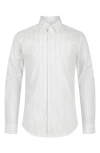 Calvin Klein Kids' Dobby Stripe Long Sleeve Button-up Shirt In White