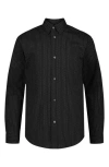 Calvin Klein Kids' Dobby Stripe Stretch Long Sleeve Button-up Shirt In Black