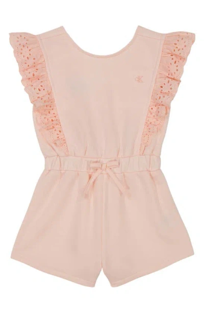 Calvin Klein Kids' Eyelet French Terry Romper In Assorted Pink
