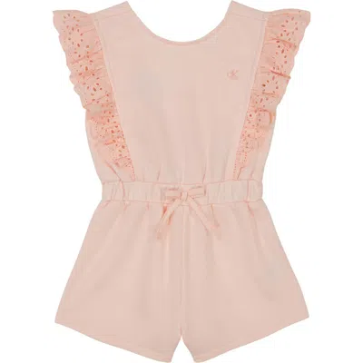 Calvin Klein Kids' Eyelet French Terry Romper In Assorted Pink