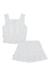 Shop Calvin Klein Kids' Eyelet Top & Skort Set In White