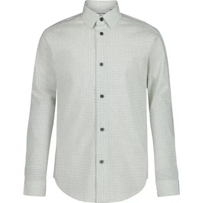 Calvin Klein Kids' Floral Dot Print Stretch Button-up Shirt In Sage