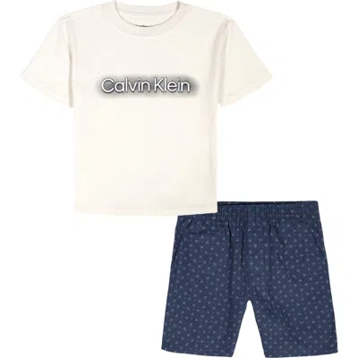 Calvin Klein Kids' Graphic T-shirt & Shorts Set In Multi