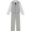 Calvin Klein Kids' Grid Button-up Shirt, Vest, Tie & Pants Set In 051 Moon Grey